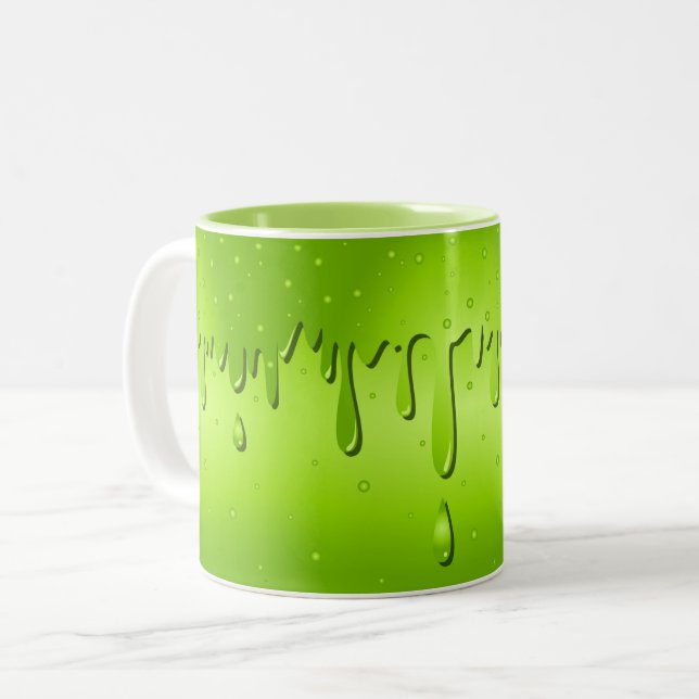 Halloween Green Slime Two-Tone Coffee Mug (Front Left)