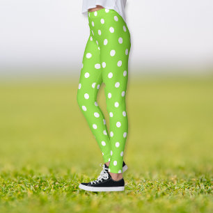 Halloween Green White Polka Dots Pattern Costume Leggings