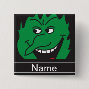 Halloween Green Witch Face Personalize Pinback Button