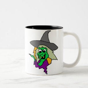 Halloween Green Witch Two-Tone Coffee Mug
