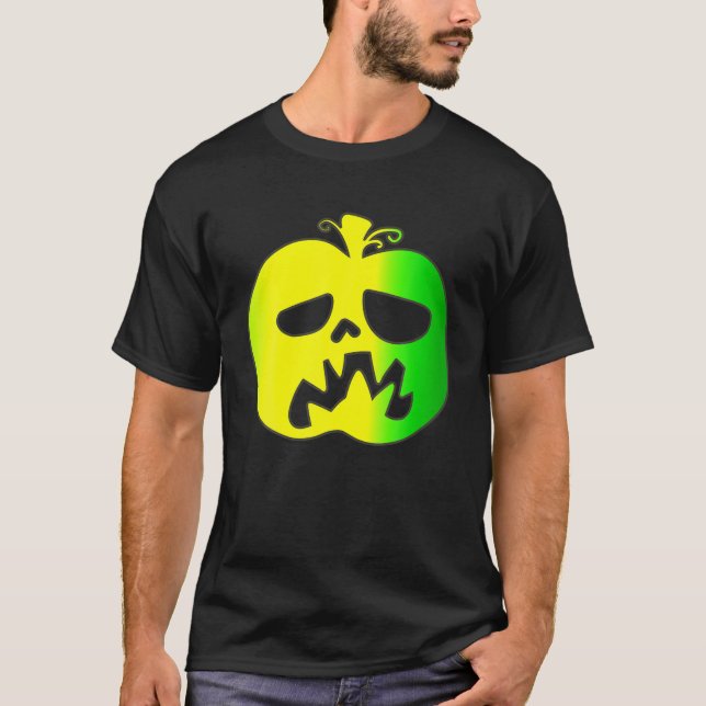 Halloween Green Yellow Pumpkin T-Shirt (Front)