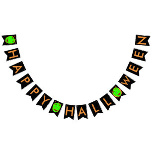Halloween Green Zombie Pumpkins Bunting Banner