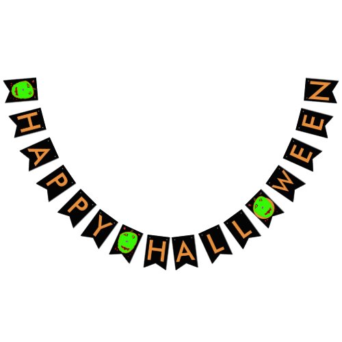 Halloween Green Zombie Pumpkins Bunting Banner