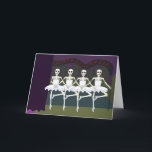Halloween greeting card<br><div class="desc">Dancing skeletons in tutus wish the reader Happy Halloween</div>