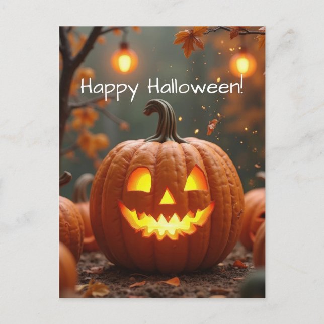 Halloween greeting card creepy pumpkin (Front)