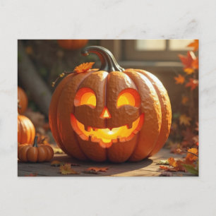 Halloween greeting card creepy pumpkin
