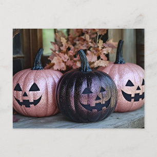 Halloween greeting card creepy pumpkin
