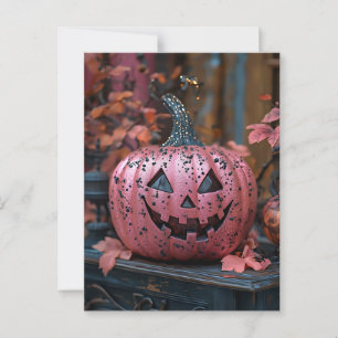 Halloween greeting card creepy pumpkin