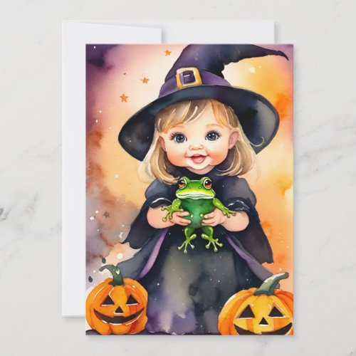 Halloween Greeting Card Cute Little Witch