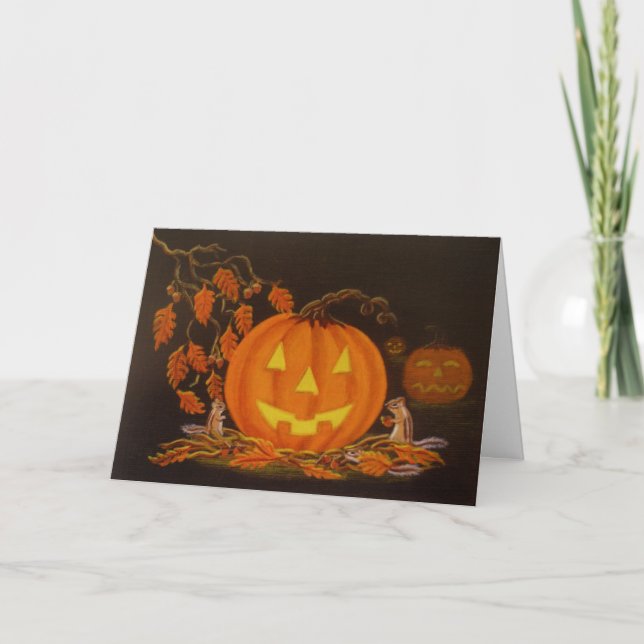 Halloween Greeting Card,Jack-O-Lantern,chipmunks Card (Front)