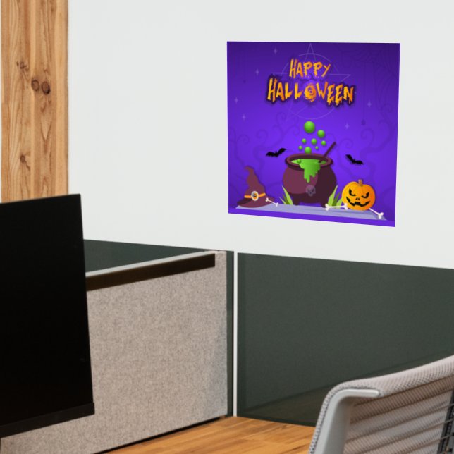 Halloween Greeting Card Pumpkin Fall Violet Cute Wall Decal (Office 2)