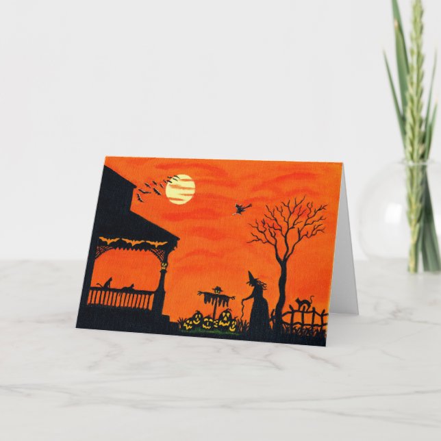 Halloween Greeting Card,witches,black,cats,skull Card (Front)