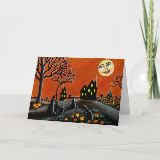 Halloween Greeting Card ,witches,Jack-O-Lanterns (Front)