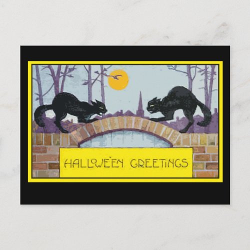 Halloween Greeting Card with Two Black Cats