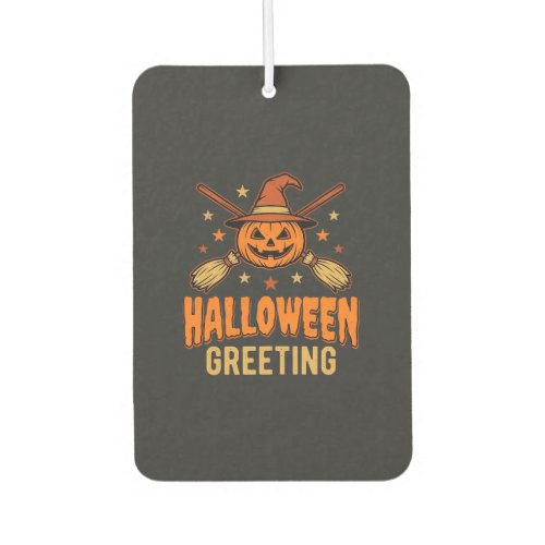 Halloween Greeting Witch Pumpkin Vintage Design Air Freshener