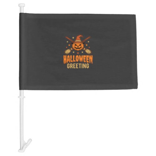 Halloween Greeting Witch Pumpkin Vintage Design Car Flag