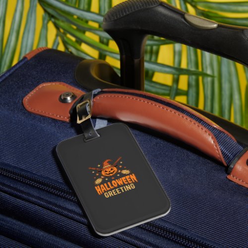 Halloween Greeting Witch Pumpkin Vintage Design Luggage Tag