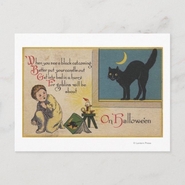 Halloween GreetingBlack Cat Postcard (Front)