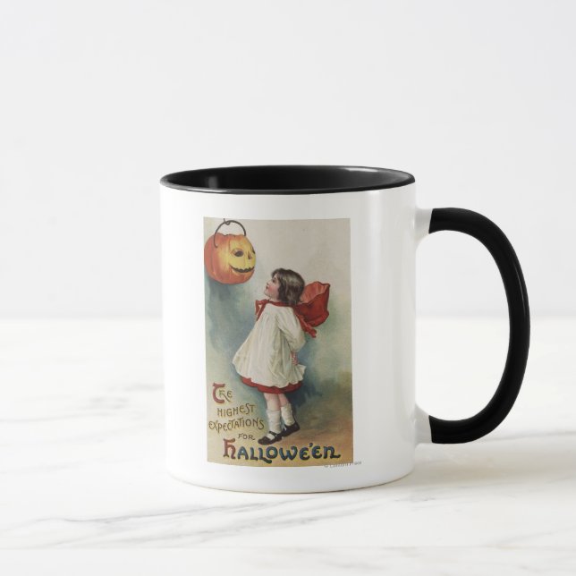 Halloween GreetingGirl in Red and White Mug (Right)