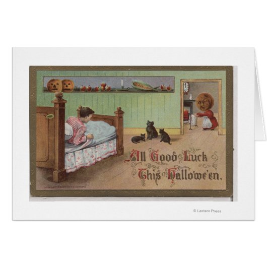 Halloween GreetingKid in Bed Cards (Front Horizontal)