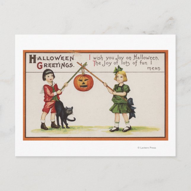 Halloween GreetingPumpkin on Stick Postcard (Front)