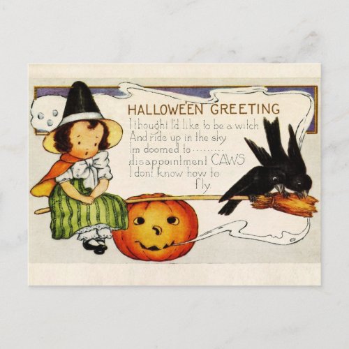 Halloween Greetings from the Little Witch Postcard