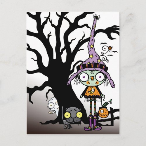 Halloween Greetings from the Witch in Purple Postcard