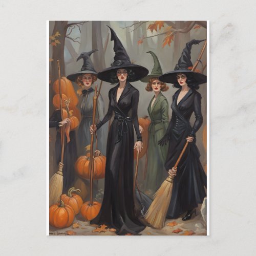 Halloween Greetings from Your Local Witches Coven  Holiday Postcard