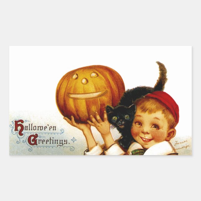 Hallowe'en Greetings Rectangular Sticker (Front)