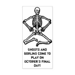 Halloween Greetings Skeleton Rubber Stamp