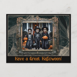 Halloween Greetings Vintage Spiderweb Frame Photo  Postcard