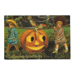 Halloween Greetings - Vintage Spooly Postcard  Placemat