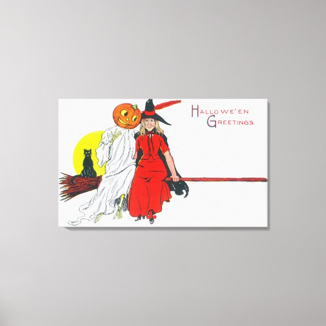 Halloween Greetings Witch Canvas Print (Front)