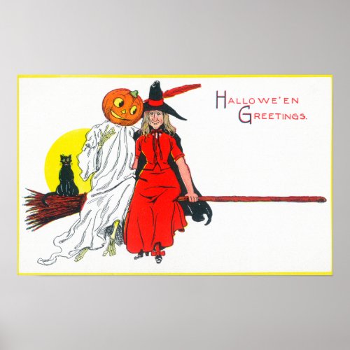 Halloween Greetings Witch Poster