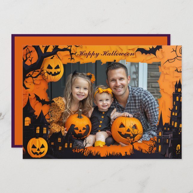 Halloween greetings with custom photo Card (Front/Back)