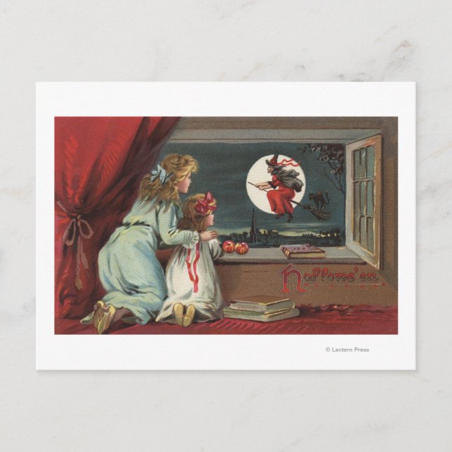 Halloween GreetingWitch from the Window Postcard (Front)