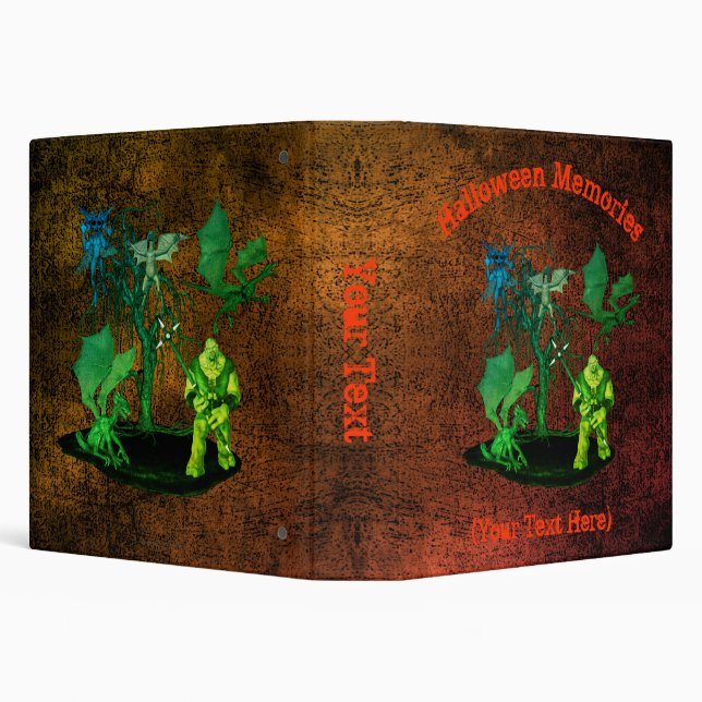 Halloween Gremlin Ogre Dragon Personalized        3 Ring Binder (Background)