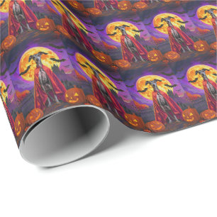 Halloween Greyhound Mountain Vampire Pumpkins Wrapping Paper