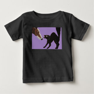 Halloween Greyhound with Angry Black Cat Baby T-Shirt