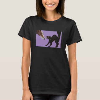 Halloween Greyhound with Angry Black Cat T-Shirt