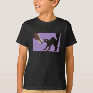 Halloween Greyhound with Angry Black Cat T-Shirt