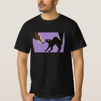 Halloween Greyhound with Angry Black Cat T-Shirt