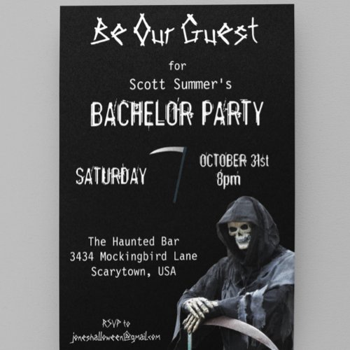 Halloween Grim Reaper Bachelor Party Invitation