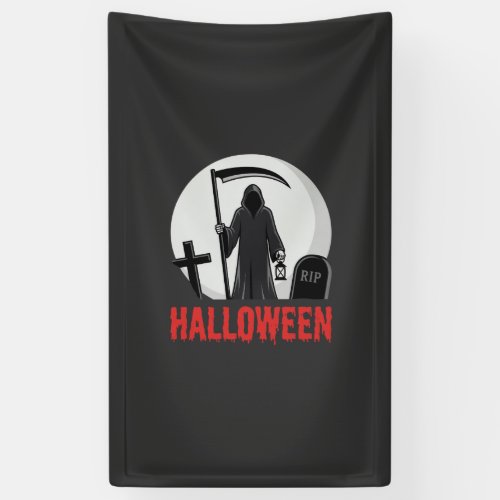 Halloween Grim Reaper Cemetery Design Banner