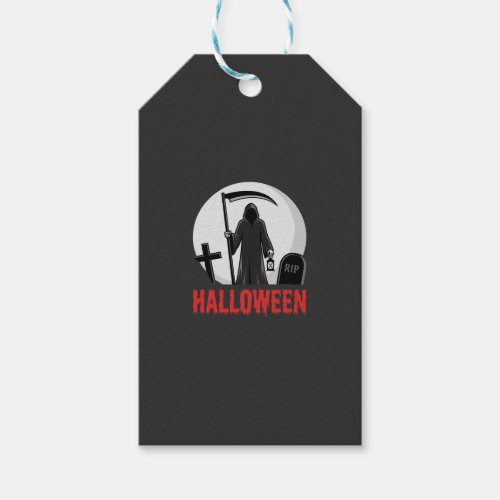 Halloween Grim Reaper Cemetery Design Gift Tags