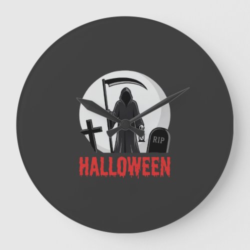 Halloween Grim Reaper Cemetery Design Large Clock