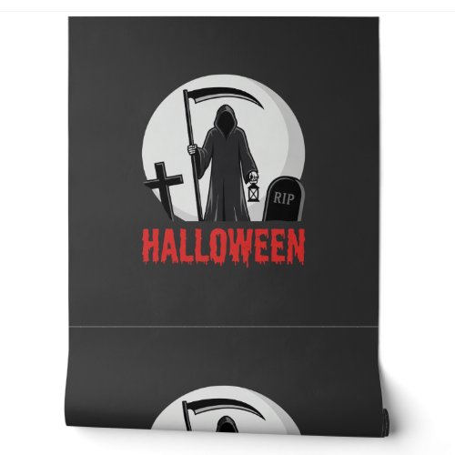 Halloween Grim Reaper Cemetery Design Wallpaper