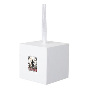 Halloween Grim Reaper Lantern Full Moon Tombstones Cube Ornament