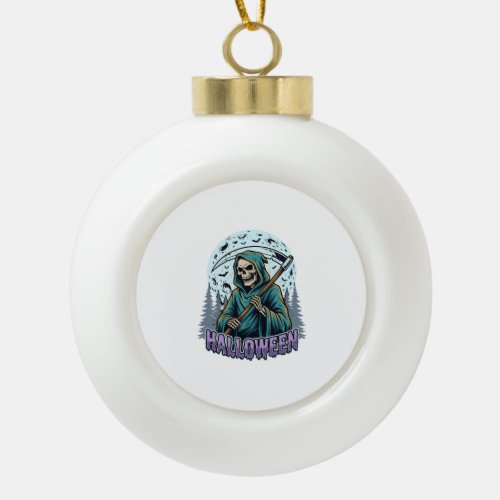 Halloween Grim Reaper Moonlight Vector Ceramic Ball Christmas Ornament