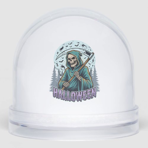 Halloween Grim Reaper Moonlight Vector Snow Globe